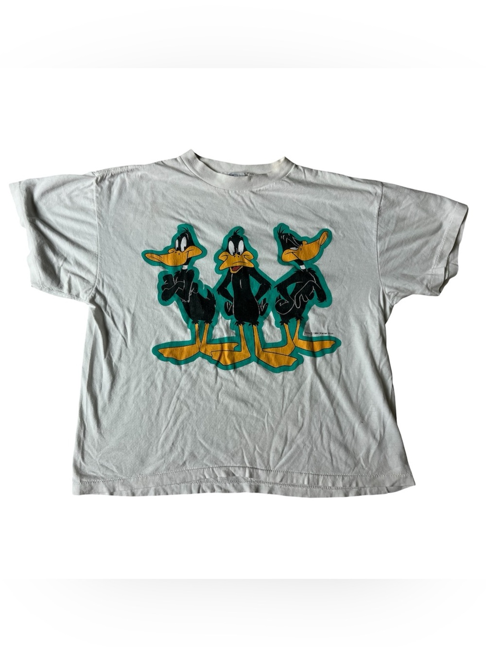 VINTAGE 90S FLIRTS SINGLE STITCH DAFFY DUCK WHITE TSHIRT MEDIUM